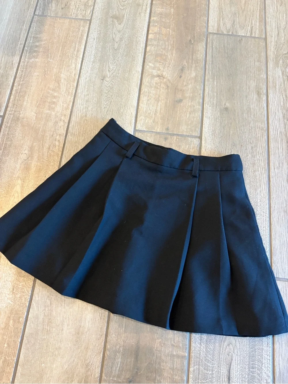 Zara black pleated mini skirt structured waistband with belt loops Girls Kids 14